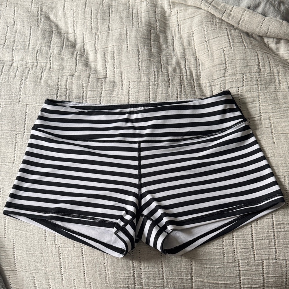 Born Primitive Black and White Striped Athletic Shorts